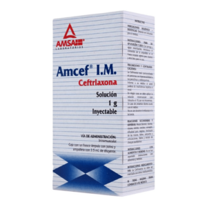 AMCEF I.M. (ceftriaxona) 1 G/3.5 ML. SOL. INY. C/1 FCO. AMP. AMSA