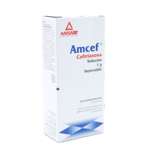 AMCEF I.V (ceftriaxona) 1 G/10 ML. SOL. INY. C/1 FCO. AMP.  AMSA