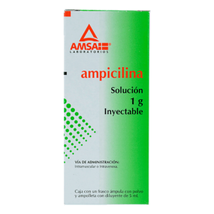 AMPICILINA 1 G/5 ML. Sol. Iny. c/1 FCO. AMP.  Amsa