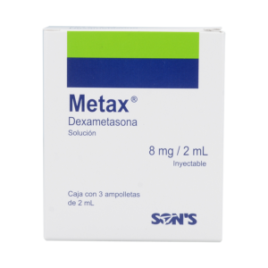 METAX (dexametasona) 8 MG/2 ML. Sol. Iny. c/3 AMP. Sons