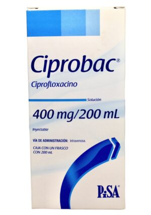 CIPROBAC (ciprofloxacino) 400 MG/200 ML.SOL. INY. C/1 FCO. 200 ML. PISA