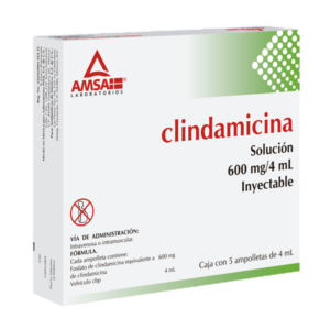 CLINDAMICINA 600 MG/4 ML. SOL. INY. C/5 AMP.  AMSA