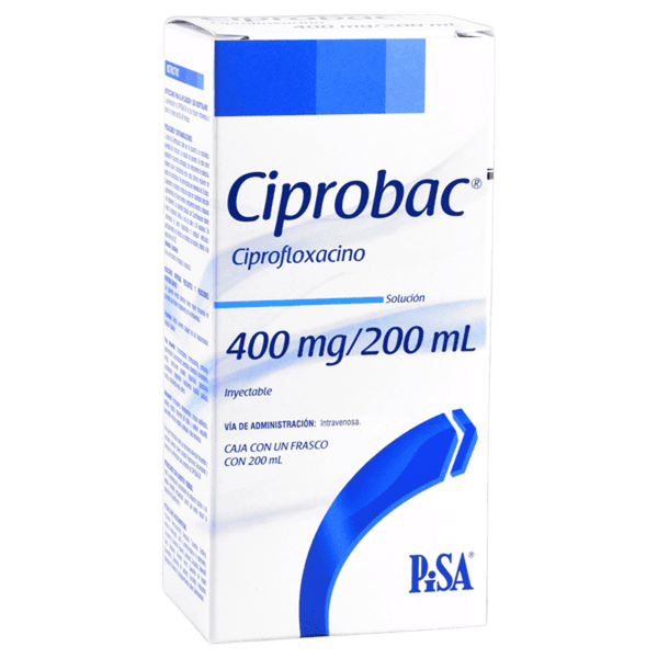 CIPROBAC (ciprofloxacino) 400 MG/200 ML.SOL. INY. C/1 FCO. 200 ML. PISA