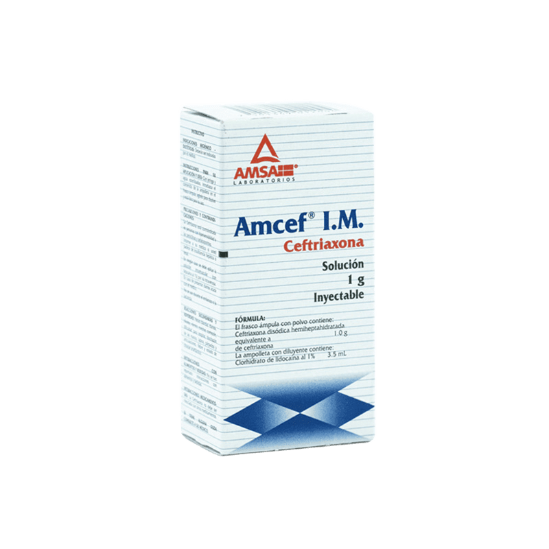 AMCEF I.M. (ceftriaxona) 1 G/3.5 ML. SOL. INY. C/1 FCO. AMP. AMSA