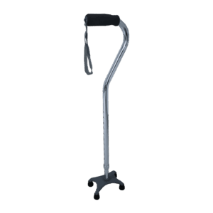 BASTÓN CON 4 PATAS CROMADO CUELLO DE GANSO. HANDY