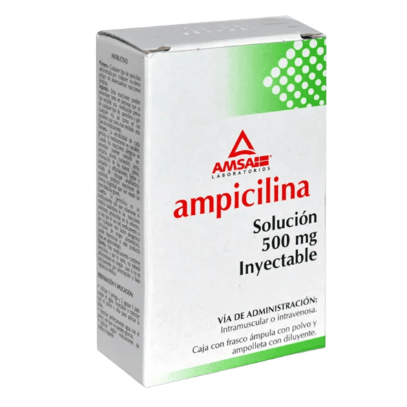 AMPICILINA 500 MG/2 ML. SOL. INY. C/1 FCO. AMP. AMSA