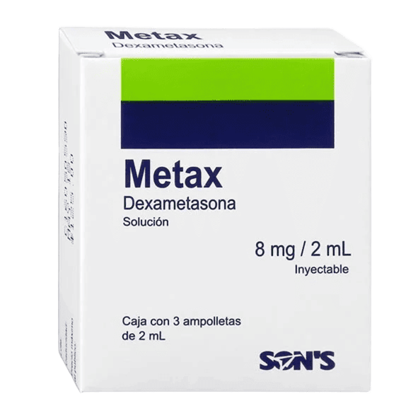 METAX (dexametasona) 8 MG/2 ML. SOL. INY. C/3 AMP. SONS