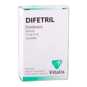 DIFETRIL (diclofenaco) 75 MG/3 ML. SOL. INY. C/2 AMP. VITALIS