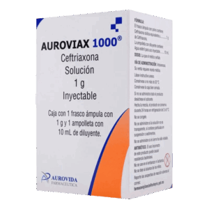 AUROVIAX (Ceftriaxona) 1 G/10 ML. SOL. INY. IV. C/1 FCO. AMP.  AUROVIDA