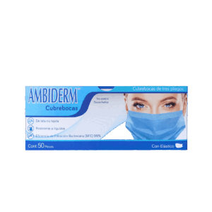 CUBREBOCAS ADULTO 3 PLIEGUES AZUL C/50 PZA. AMBIDERM