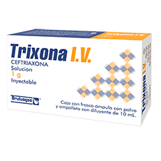 TRIXONA I.V. (ceftriaxona)1 G/10 ML. SOL. INY. C/1 FCO. AMP. BRULUAGSA