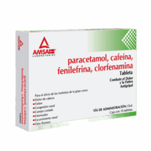 PARACETAMOL/CAFEINA/FENILEFRINA/CLORFENAMINA 500/25/5/4 MG. C/10 TAB. AMSA
