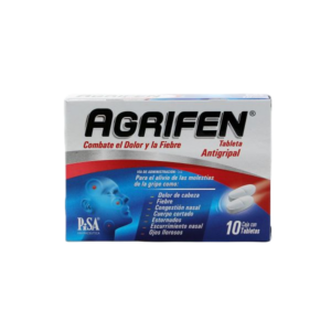 AGRIFEN (Paracetamol-Cafeína-Fenilefrina-Clorfenamina-clorfenamina compuesta) 500/25/5/4 MG. C/10 TAB. PISA