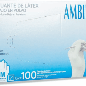 AMBIDERM GUANTE PLUS LATEX EXPLORACIÓN NO ESTERIL MEDIANO. C/100 PZAS.