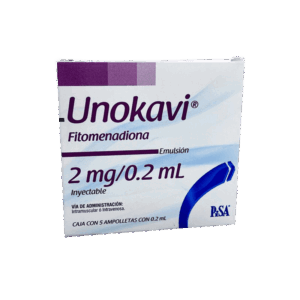 UNOKAVI (fitomenadiona) 2 MG/0.2 ML. EMULSIÓN INY. C/5 AMP. PISA