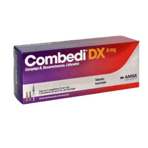 COMBEDI DX (complejo b-dexametasona) SOL. INY. 100-100-5-4-30 MG/3 ML. C/6 AMP. Y 3 JGA. AMSA