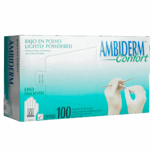 AMBIDERM CONFORT GUANTE LATEX EXPLORACIÓN NO ESTERIL GRANDE. C/100 PZAS.