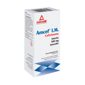 AMCEF I.M. (ceftriaxona) 500 MG/2 ML. SOL. INY. C/1 FCO. AMP. AMSA.