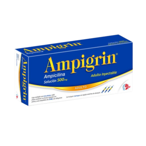 AMPIGRIN ADULTO (Ampicilina+Metamizol+Guaifenesina+Lidocaina+Clorfenamina) SOL. INY. C/3 FCO. AMP. 500 MG. Y 3 JERINGAS. COLLINS