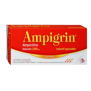 AMPIGRIN INFANTIL (Ampicilina+Metamizol+Guaifenesina+Lidocaina+Clorfenamina) SOL. INY. C/3 FCO. AMP. 250 MG. Y 3 JERINGAS. COLLINS