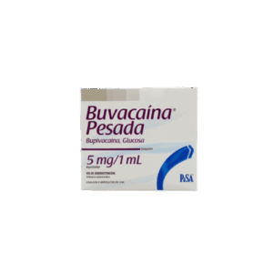 BUVACAÍNA PESADA (bupivacaína/glucosa) SOL. INY 5MG/1ML C/5 AMP DE 3 ML. PISA