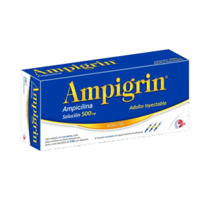 AMPIGRIN ADULTO (Ampicilina+Metamizol+Guaifenesina+Lidocaina+Clorfenamina) SOL. INY. C/3 FCO. AMP. 500 MG. Y 3 JERINGAS. COLLINS