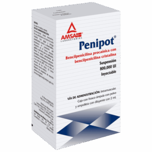 PENIPOT 800,000UI/2ML (Bencilpenicilina Procaínica/Bencilpenicilina Cristalina) SOL. INY. C/1 AMP. AMSA