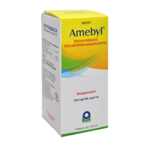 AMEBYL (Metronidazol/Diyodohidroxiquinoleína) SUSP. 125-100 MG/5 ML. FCO. 120 ML. OFFENBACH