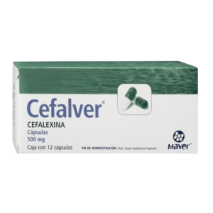 CEFALVER (cefalexina) 500 MG. C/12 CAPS. MAVER