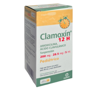 CLAMOXIN (Amoxicilina+Ácido Clavulánico) 200-28.5 MG/5 ML. 12H SUSP. PEDIATRICO FCO. 40 ML. MAVER