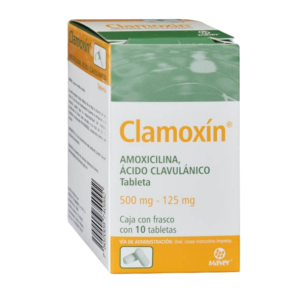 CLAMOXIN (Amoxicilina+Ácido Clavulánico) 500/125 MG. C/10 TABS. MAVER