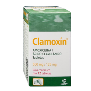 CLAMOXIN (Amoxicilina+Ácido Clavulánico) 500/125 MG. C/12 TABS. MAVER