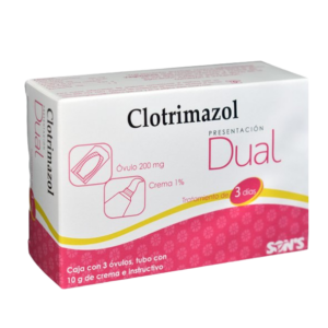 CLOTRIMAZOL DUAL (Clotrimazol) 3 DIAS C/3 OVS. 200 MG. Y TUBO CMA. 10 G. 1%. SONS