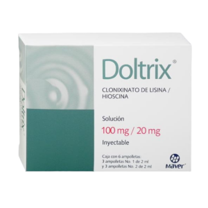 DOLTRIX (Butilhioscina ó Hioscina + Clonixinato de Lisina) 100-20 MG/4 ML. SOL. INY. C/6 AMP. MAVER