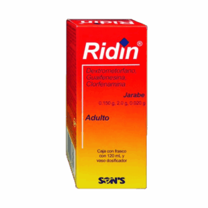 RIDIN JARABE ADULTO (Dextrometorfano+Guaifenesina+Clorfenamina) 0.150-2.0-0.020 G/100 ML.  FCO. 120 ML. SONS