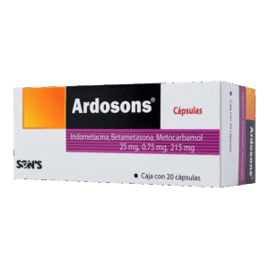 ARDOSONS (Indometacina/Betametasona/Metocarbamol) 25/0.75/215 MG. C/20 CAPS. SONS