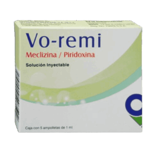 VO-REMI (Meclizina/Piridoxina) SOL. INY. 25-50 MG/1 ML. C/5 AMPTAS. OFFENBACH