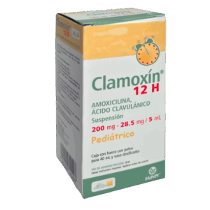CLAMOXIN (Amoxicilina+Ácido Clavulánico) 200-28.5 MG/5 ML. 12H SUSP. PEDIATRICO FCO. 40 ML. MAVER