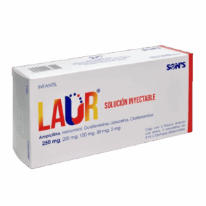 LAUR INFANTIL (Ampicilina/Metamizol/Guaifenesina/Lidocaina/Clorfenamina)SOL. INY. AMP. 250 MG. Y 3 JERINGAS. C/3 FCO. SONS