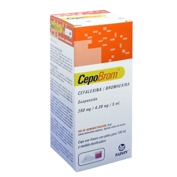 CEPOBROM (Bromhexina+Cefalexina) 250-4.39 MG/5 ML. SUSP. FCO. 100 ML. MAVER