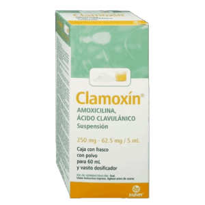 CLAMOXIN (Amoxicilina+Ácido Clavulánico) 250-62.50 MG/5 ML. SUSP. FCO. 60 ML. MAVER