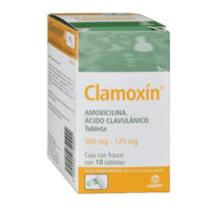 CLAMOXIN (Amoxicilina+Ácido Clavulánico) 500/125 MG. C/10 TABS. MAVER
