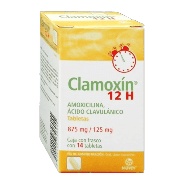 CLAMOXIN (Amoxicilina+Ácido Clavulánico) 875/125 MG. 12H C/14 TABS. MAVER