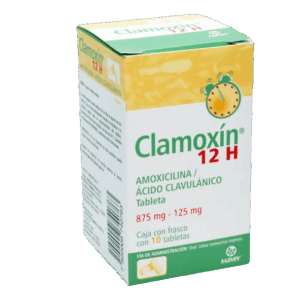 CLAMOXIN (Amoxicilina+Ácido Clavulánico) 875/125 MG. 12H C/10 TABS. MAVER