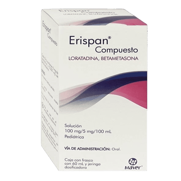 ERISPAN COMPUESTO (Loratadina/Betametasona) SOL. PEDTCA. 100-5 MG/100 ML. FCO. 60 ML. MAVER