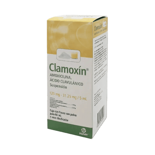 CLAMOXIN (Amoxicilina+Ácido Clavulánico) 125-31.25 MG/5 ML. SUSP. FCO. 60 ML. MAVER