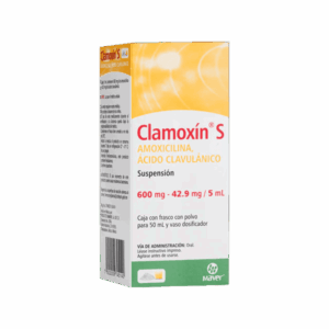 CLAMOXIN-S (Amoxicilina+Ácido Clavulánico) 600-42.90 MG/5 ML. SUSP. FCO. 50 ML. MAVER