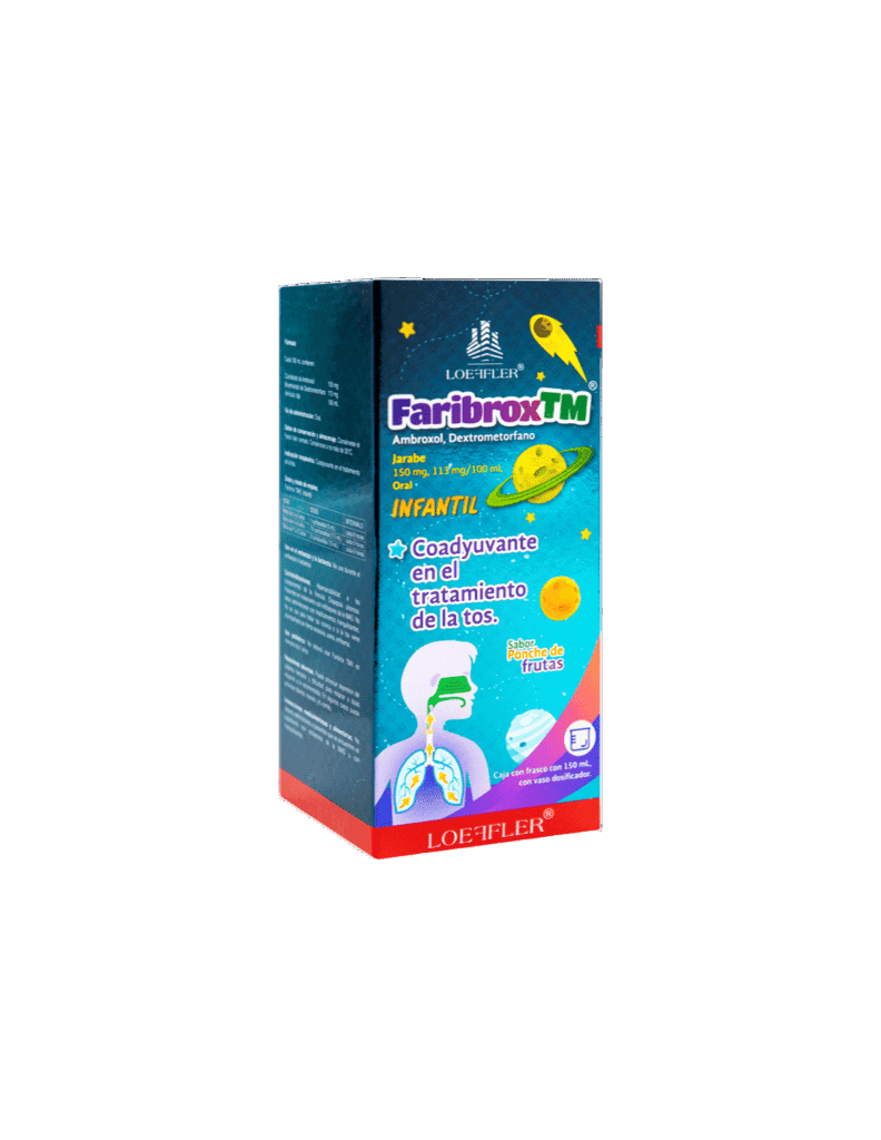 FARIBROX TM JBE. (Dextrometorfano/Ambroxol) INFANTIL 150-113 MG/100 ML. FCO. 150 ML. LOEFFLER