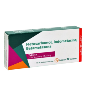 METOCARBAMOL/INDOMETACINA/BETAMETASONA 215/25/0.75 MG. C/20 TABS. LOEFFLER