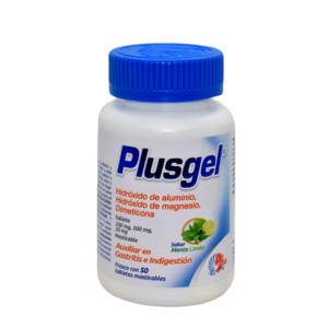 PLUSGEL (Aluminio/Magnesio/Dimeticona) 200/200/20 MG. C/50 TABS. MAST. SABOR MENTA-LIMON COLLINS